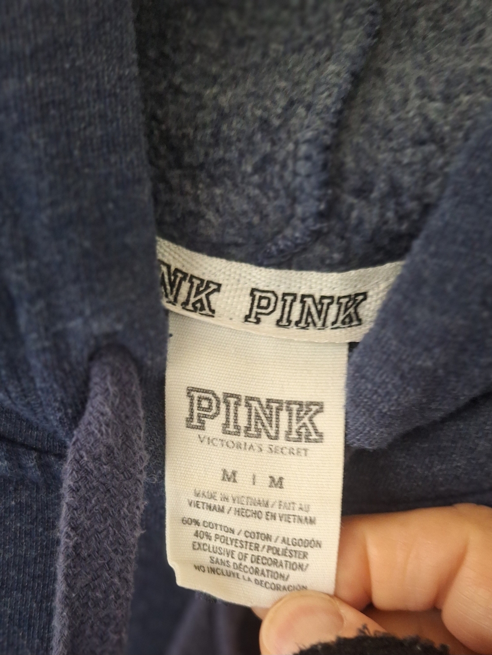 PINK Victoria's Secret Navy Hooded Pullover Sweatshirt